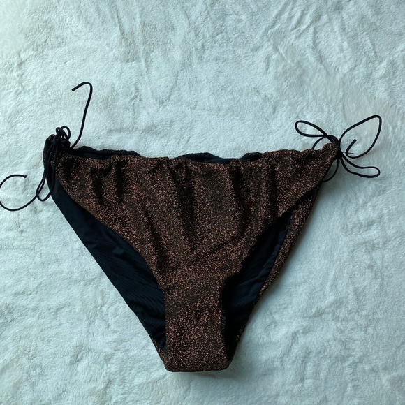 NEW! Its Now Cool String Bikini Gathered Tie Pant in Copper Lurex 19183 - Picture 3 of 9